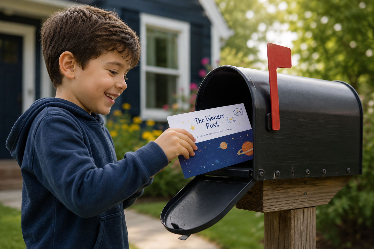 Child reading their Wonder Post letter